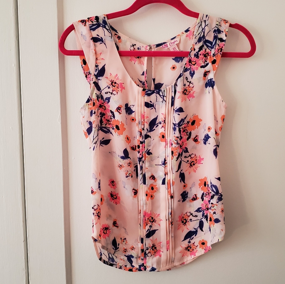Candies sleeveless floral print blouse pink coral